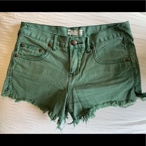 Free People Cut Off Jean Shorts - Green